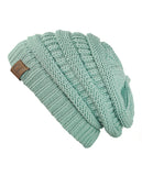 Unisex Trendy Warm Chunky Soft Stretch Cable Knit Slouchy Beanie Skully