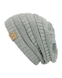 Unisex Trendy Warm Chunky Soft Stretch Cable Knit Slouchy Beanie Skully