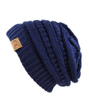 Unisex Trendy Warm Chunky Soft Stretch Cable Knit Slouchy Beanie Skully