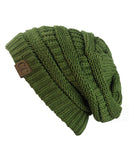 Unisex Trendy Warm Chunky Soft Stretch Cable Knit Slouchy Beanie Skully