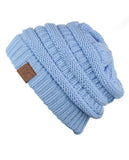 Unisex Trendy Warm Chunky Soft Stretch Cable Knit Slouchy Beanie Skully