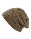 Unisex Trendy Warm Chunky Soft Stretch Cable Knit Slouchy Beanie Skully