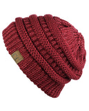 Unisex Trendy Warm Chunky Soft Stretch Cable Knit Slouchy Beanie Skully