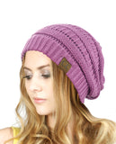 Unisex Trendy Warm Chunky Soft Stretch Cable Knit Slouchy Beanie Skully - 2 Pack SET