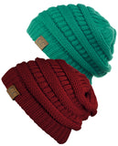 Unisex Trendy Warm Chunky Soft Stretch Cable Knit Slouchy Beanie Skully - 2 Pack SET