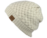 C.C Basketweave Knit Warm Inner Lined Soft Stretch Skully Beanie Hat