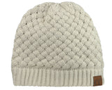 C.C Basketweave Knit Warm Inner Lined Soft Stretch Skully Beanie Hat