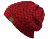 C.C Basketweave Knit Warm Inner Lined Soft Stretch Skully Beanie Hat