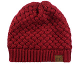 C.C Basketweave Knit Warm Inner Lined Soft Stretch Skully Beanie Hat