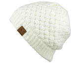 C.C Basketweave Knit Warm Inner Lined Soft Stretch Skully Beanie Hat