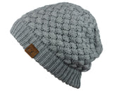 C.C Basketweave Knit Warm Inner Lined Soft Stretch Skully Beanie Hat