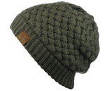 C.C Basketweave Knit Warm Inner Lined Soft Stretch Skully Beanie Hat