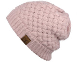C.C Basketweave Knit Warm Inner Lined Soft Stretch Skully Beanie Hat