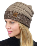 C.C Cable Knit Soft Stretch Multicolor Stitch Cuff Skully Beanie Hat