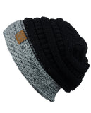 C.C Cable Knit Soft Stretch Multicolor Stitch Cuff Skully Beanie Hat