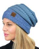 C.C Cable Knit Soft Stretch Multicolor Stitch Cuff Skully Beanie Hat