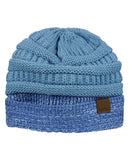 C.C Cable Knit Soft Stretch Multicolor Stitch Cuff Skully Beanie Hat