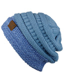 C.C Cable Knit Soft Stretch Multicolor Stitch Cuff Skully Beanie Hat