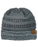 C.C Cable Knit Soft Stretch Multicolor Stitch Cuff Skully Beanie Hat