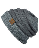 C.C Cable Knit Soft Stretch Multicolor Stitch Cuff Skully Beanie Hat