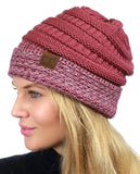 C.C Cable Knit Soft Stretch Multicolor Stitch Cuff Skully Beanie Hat