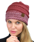 C.C Cable Knit Soft Stretch Multicolor Stitch Cuff Skully Beanie Hat