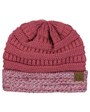 C.C Cable Knit Soft Stretch Multicolor Stitch Cuff Skully Beanie Hat