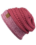 C.C Cable Knit Soft Stretch Multicolor Stitch Cuff Skully Beanie Hat