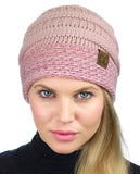 C.C Cable Knit Soft Stretch Multicolor Stitch Cuff Skully Beanie Hat