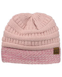 C.C Cable Knit Soft Stretch Multicolor Stitch Cuff Skully Beanie Hat