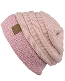 C.C Cable Knit Soft Stretch Multicolor Stitch Cuff Skully Beanie Hat