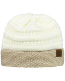 C.C Cable Knit Soft Stretch Multicolor Stitch Cuff Skully Beanie Hat