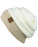 C.C Cable Knit Soft Stretch Multicolor Stitch Cuff Skully Beanie Hat