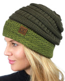 C.C Cable Knit Soft Stretch Multicolor Stitch Cuff Skully Beanie Hat