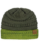 C.C Cable Knit Soft Stretch Multicolor Stitch Cuff Skully Beanie Hat