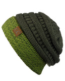 C.C Cable Knit Soft Stretch Multicolor Stitch Cuff Skully Beanie Hat