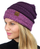 C.C Cable Knit Soft Stretch Multicolor Stitch Cuff Skully Beanie Hat