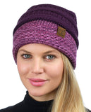 C.C Cable Knit Soft Stretch Multicolor Stitch Cuff Skully Beanie Hat