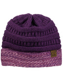 C.C Cable Knit Soft Stretch Multicolor Stitch Cuff Skully Beanie Hat