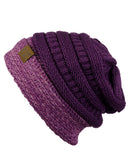 C.C Cable Knit Soft Stretch Multicolor Stitch Cuff Skully Beanie Hat