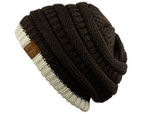 Unisex Trendy Warm Chunky Soft Stretch Cable Knit Slouchy Beanie Skully