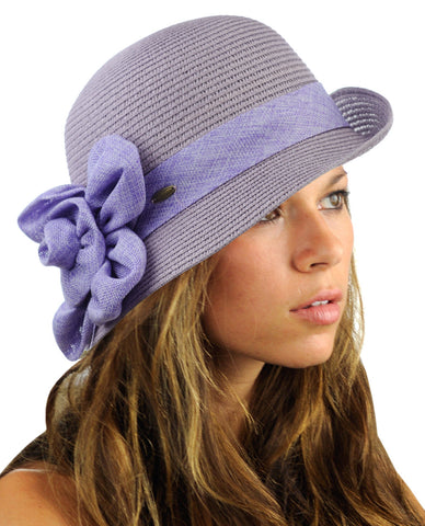 NYfashion101 Women's Paper Woven Cloche Hat with Flower Band