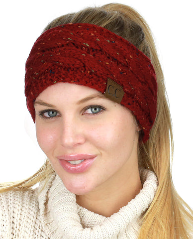 C.C Colorful Confetti Winter Warm Cable Knit Fuzzy Lined Ear Warmer Headband