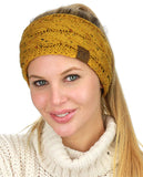 C.C Colorful Confetti Winter Warm Cable Knit Fuzzy Lined Ear Warmer Headband