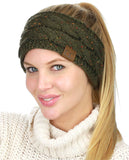 C.C Colorful Confetti Winter Warm Cable Knit Fuzzy Lined Ear Warmer Headband