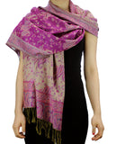 NYFASHION101 Large Soft Double Layer Jacquard Paisley Print Scarf Shawl Wrap- Purple