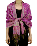 NYFASHION101 Large Soft Double Layer Jacquard Paisley Print Scarf Shawl Wrap- Purple