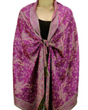 NYFASHION101 Large Soft Double Layer Jacquard Paisley Print Scarf Shawl Wrap- Purple