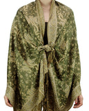 NYFASHION101 Large Soft Double Layer Jacquard Paisley Print Scarf Shawl Wrap- Olive