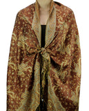 NYFASHION101 Large Soft Double Layer Jacquard Paisley Print Scarf Shawl Wrap- Brown